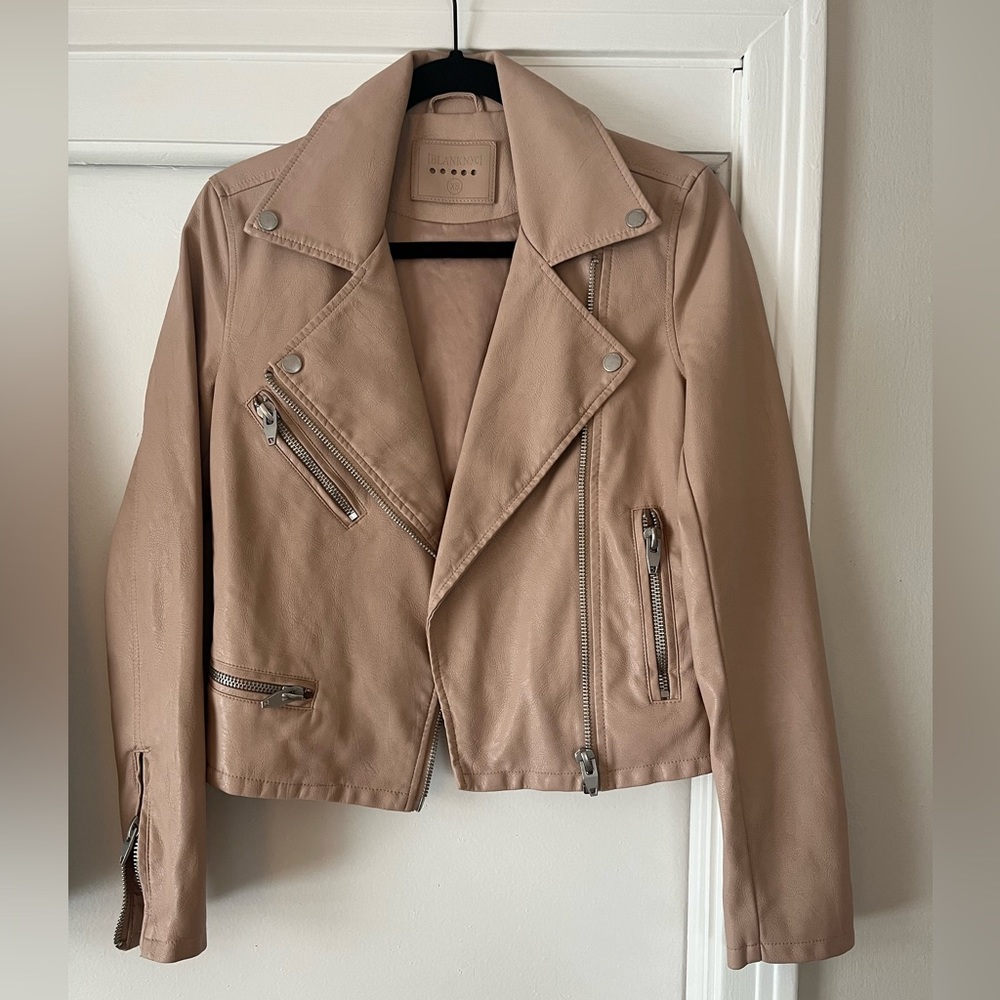 Faux leather bomber jacket with silver details